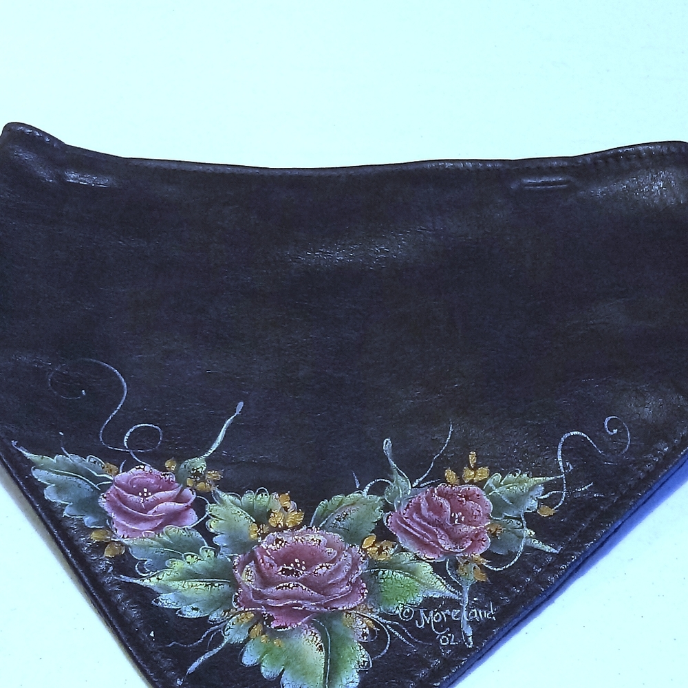 Leather Neck Scarf/protection Hand Painted Signed